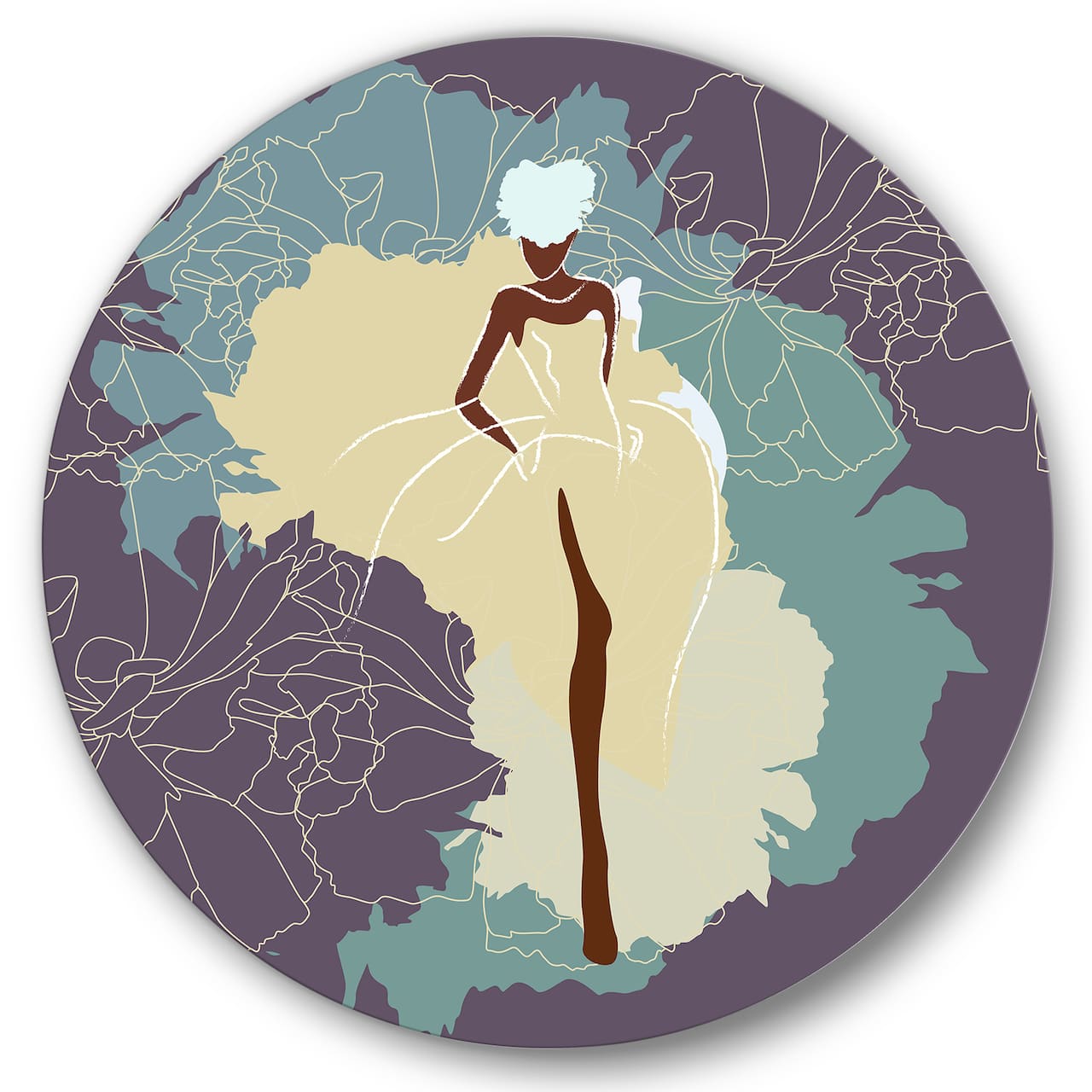 Designart - African American Woman In Gorgeous Wedding Dress - Modern Metal Circle Wall Art